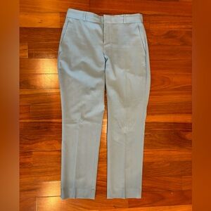 Pale turquoise blue skinny straight leg slacks